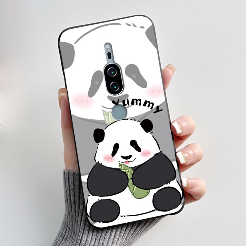 Coque Mignonne Pour Sony Xperia XZ2 Premium Fundas SO-04K SOV38 Coque Imprimée Housse de Protection Silicone Souple Dessin Animé Coque Noire