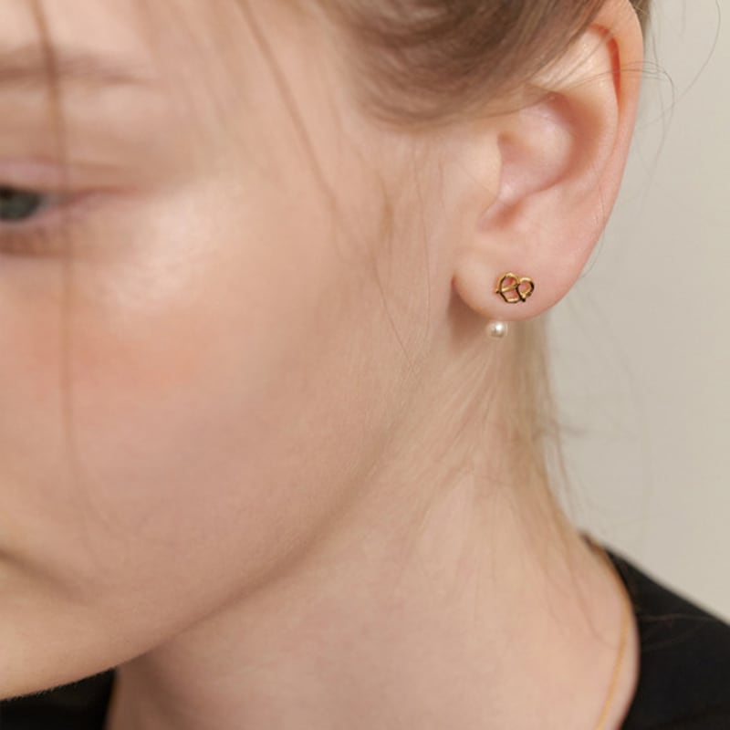 Tatiana (925 Silver) Hug Heart Pearl Ear Jacket Earrings EC3080