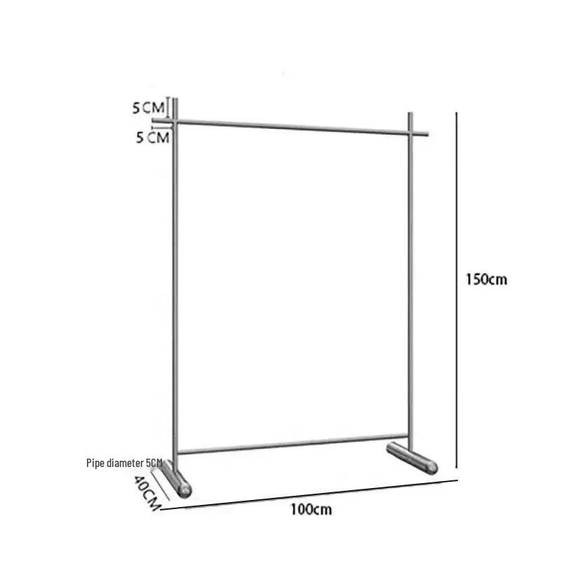 Clothing Store Display Rack: Stainless Steel Minimalist Floor-Standing Rack for Men's, Women's, and Children's Apparel.