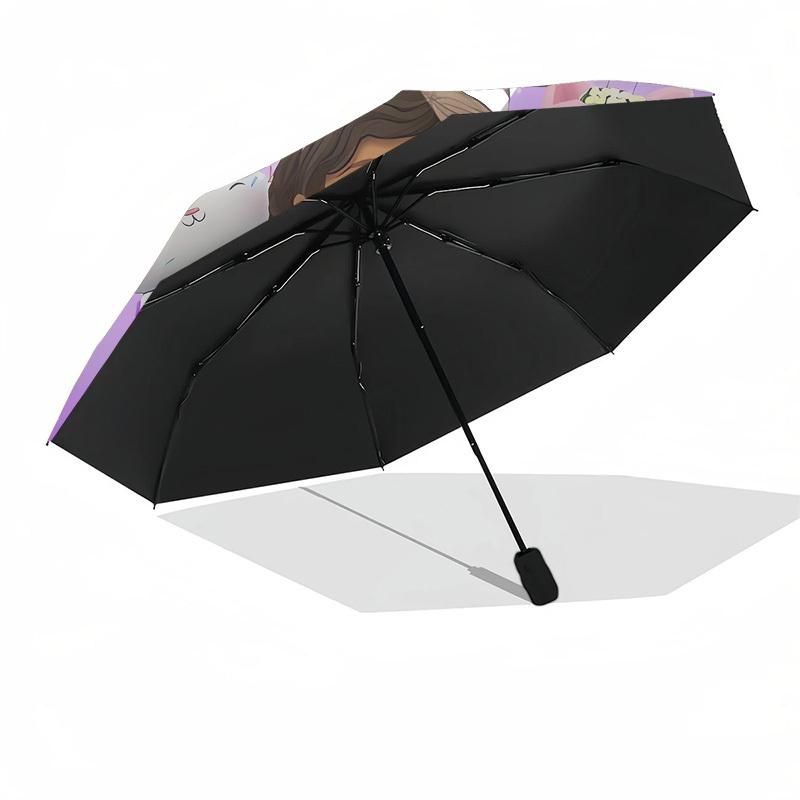 Girlfriend and Cats Automatic Opening and Closing, 8 Rib Structure Portable Umbrella, Suitable for Men and Women In All Seasons Perfect Gif