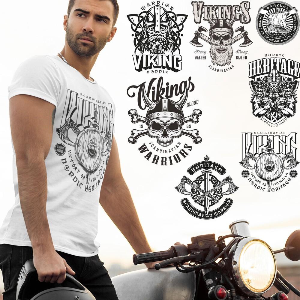 Bikers Lover Mens Viking Norse T Shirt Novelty Collection Top For Him Or P1