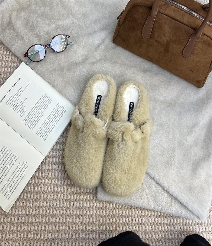 Casual small lazy person heightening cotton drag 2025 Internet celebrity new non-slip skirt versatile fluffy slippers women