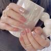 Wearable Gentle Nude Pink Glitter Nail Art Stickers & False Tips