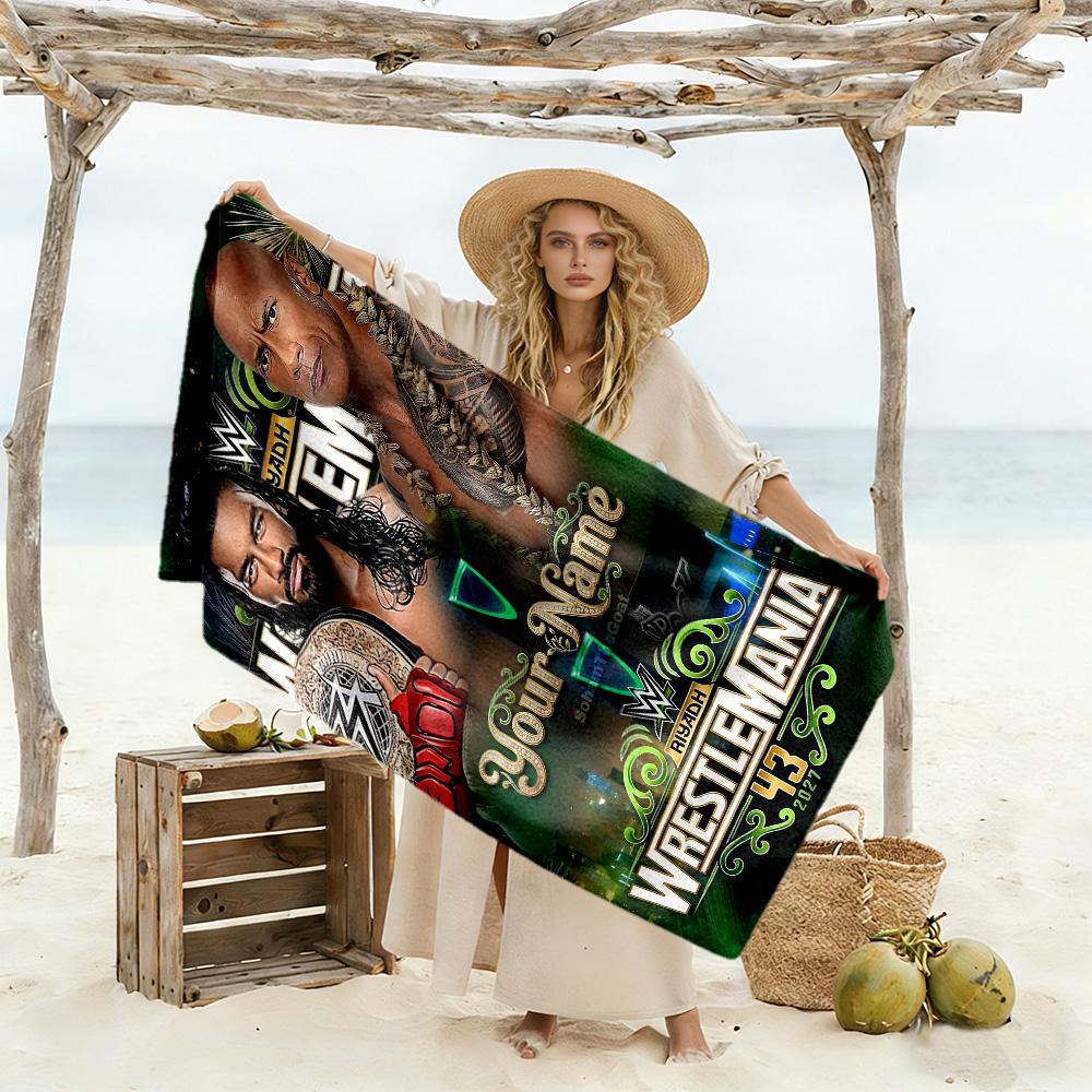 Wrestlemania Personalized Text Beach Towel High Absorbency & Quick-Dry Portable for SwimmingBeachCamping Travel Beach AccessoriesGym