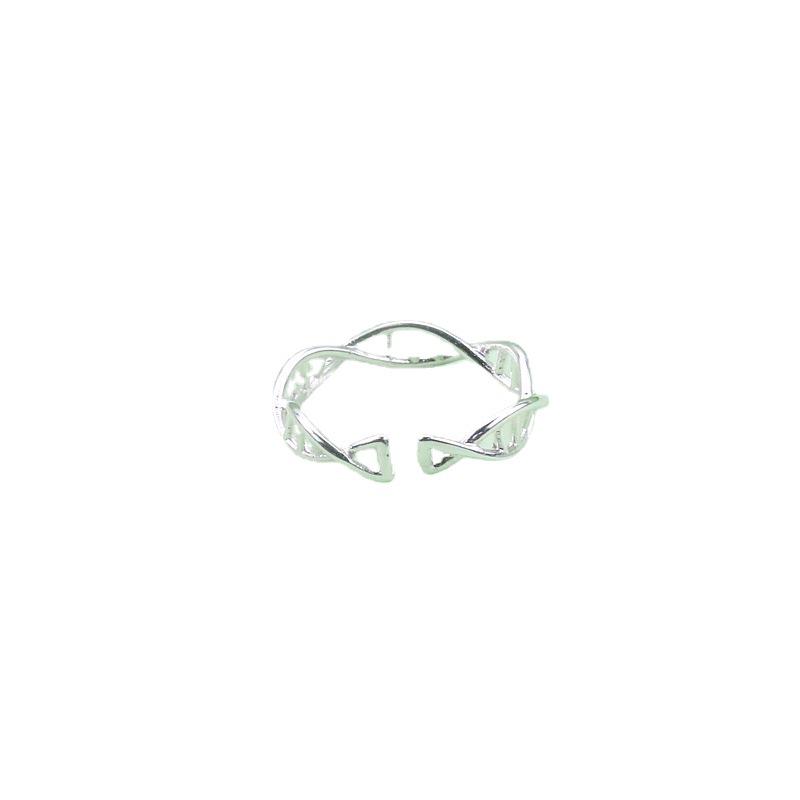 Versilberter Personalisierter DNA-Doppelhelix-Offener Ring - Einzigartiges Geschenk für japanische & koreanische Frauen.