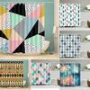 Abstract Geometric Stripes Printing Shower Curtains Home Hotel Bathroom Decoration Bath Curtains Waterproof Bathroom Curtains