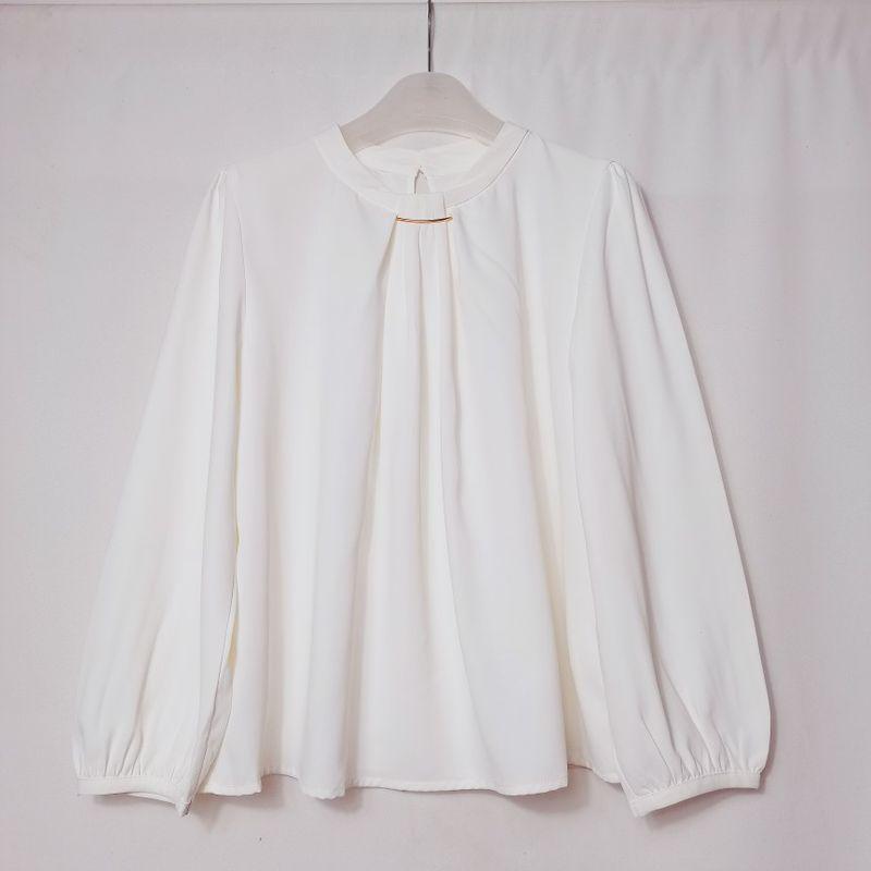 Export Japanese Single Tail Goods round Neck Pullover Long Sleeves Shirt Women's Stylish Business All-Matching Shirt Bottoming Shirt Small