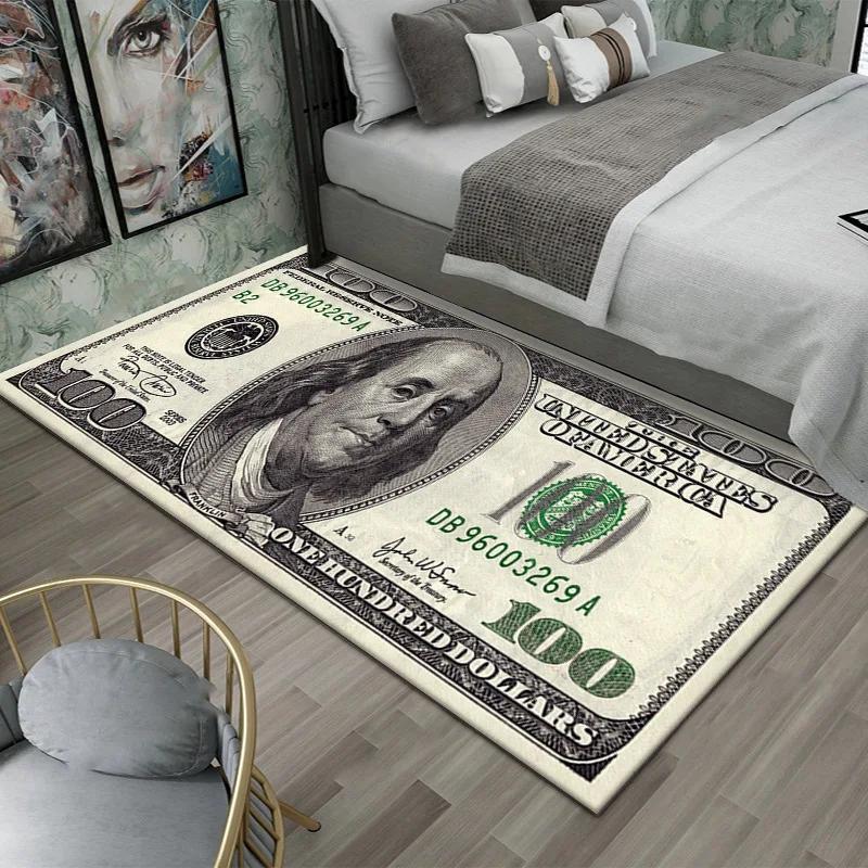 Creatief Tapijt met 100 Dollar Biljet Print, Antislip Grappige Geld Vloermat voor Slaapkamer, Woonkamer Nieuwigheid Decor 80x120cm 31x47inch