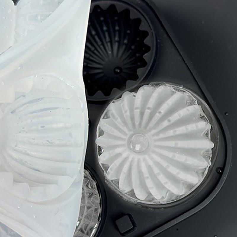 Efficient Safe Silicone Ice Cubes Tray 6 Large Round Cavities Leak proof Lid Funnel For Cocktails Whiskeys Juice