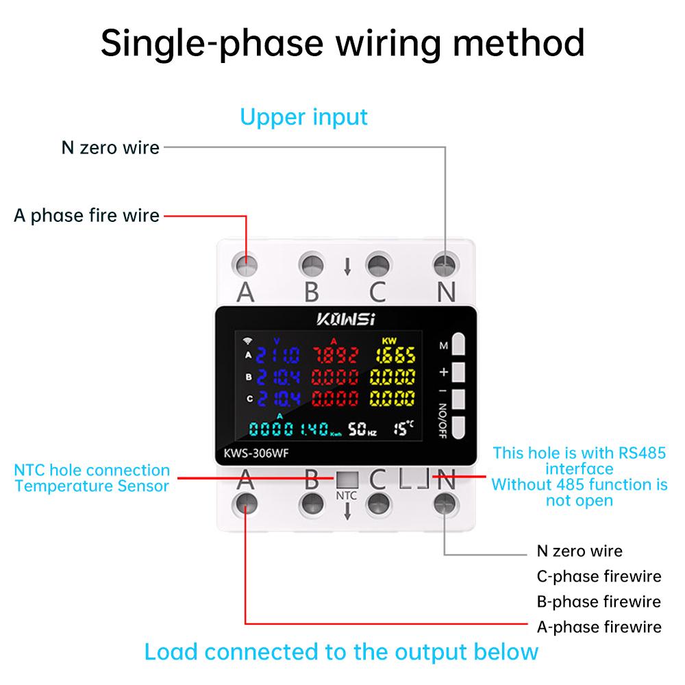 AC 85-290V 80A Tuya WIFI Chytrý jistič Třífázový 4vodičový Lištový voltmetr KWH Měřič spotřeby energie Dálkové ovládání přes aplikaci