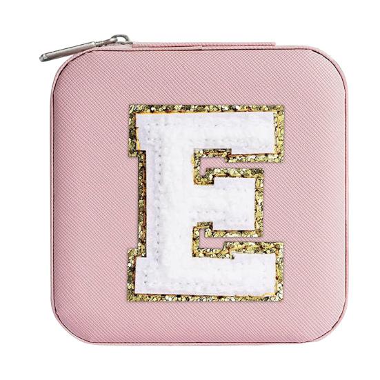 

Jewelry Organizer Box Alphabet Decor Multi Grid Jewelry Earrings Necklace Storage Case with Mirror Household Stuff E