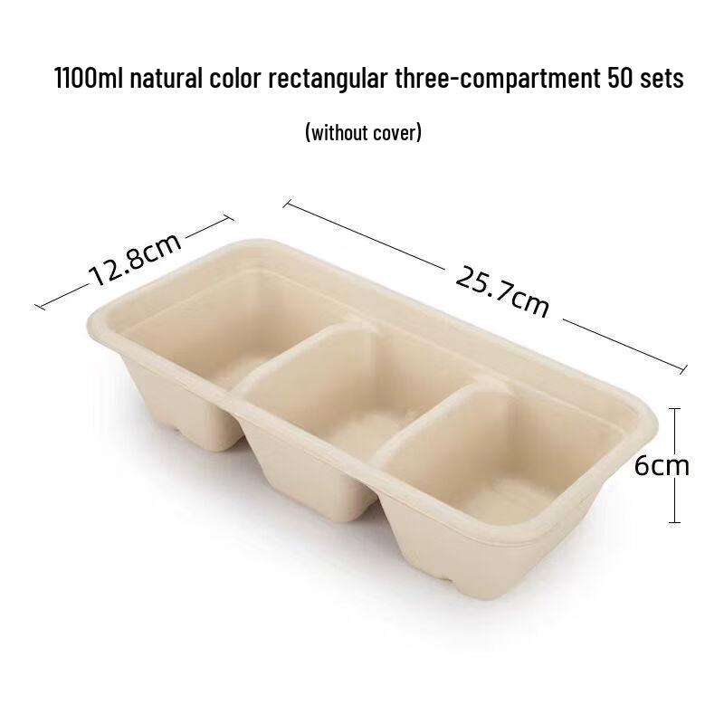 Disposable 3-Compartment Pulp Meal Boxes