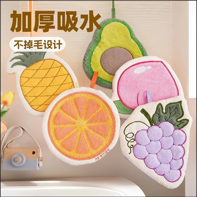 Fruit hand towels can be hung Children's cartoon hand towels Coral fleece thickened soft water absorption does not shed hair hand cloth