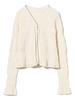 Ray Beams Women's Long Sleeve Knit Shirred Zip V-Neck Cardigan, Off White, Free Size