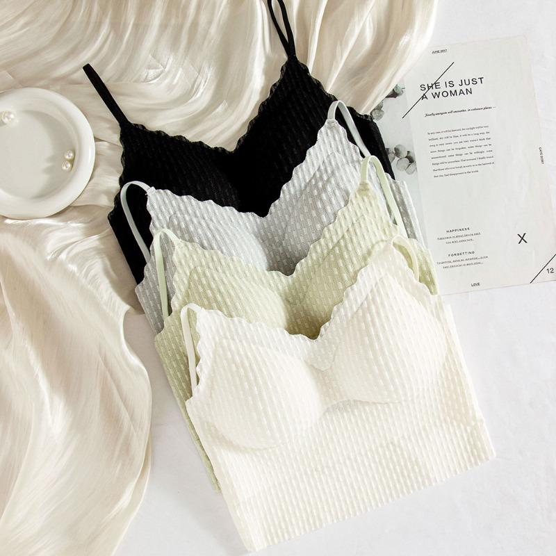 Podzimní a zimní krajka s tenkými špagetovými ramínky bez ocelových kroužků