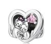 Affascinante Bracciale Collana con Perline a Forma di Cuore in Argento 925 Amore Familiare Impronta di Zampa Animale Adatto alle Donne Regali Fai da Te per le Feste