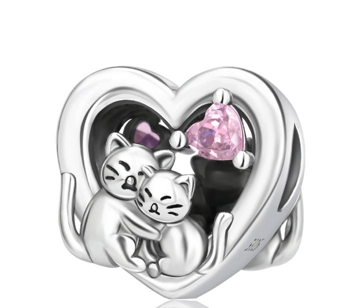 Affascinante Bracciale Collana con Perline a Forma di Cuore in Argento 925 Amore Familiare Impronta di Zampa Animale Adatto alle Donne Regali Fai da Te per le Feste