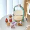 Wooden Cake Pop Shop Playset ,8 Piece Pretend Play Food Toy with Multi-Tiered Dessert Tower Educational Kitchen Roleplay Set for Kids 3+