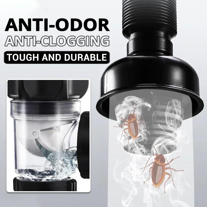Ensemble de tuyaux de drainage anti-odeurs à couvercle rabattable pour évier de cuisine, filtre désodorisant rétractable, tuyau de descente flexible, anti-obstruction pour salle de bain