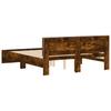 Bed Frame with LED Lit Headboard Smoked Oak Finish 150x200 cm