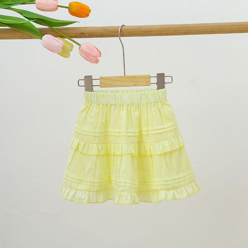 Mädchen Midi-Rock Sommer-Outfit Neuer Süßer Prinzessinnenstil Kuchenrock Kinder Plisseerock