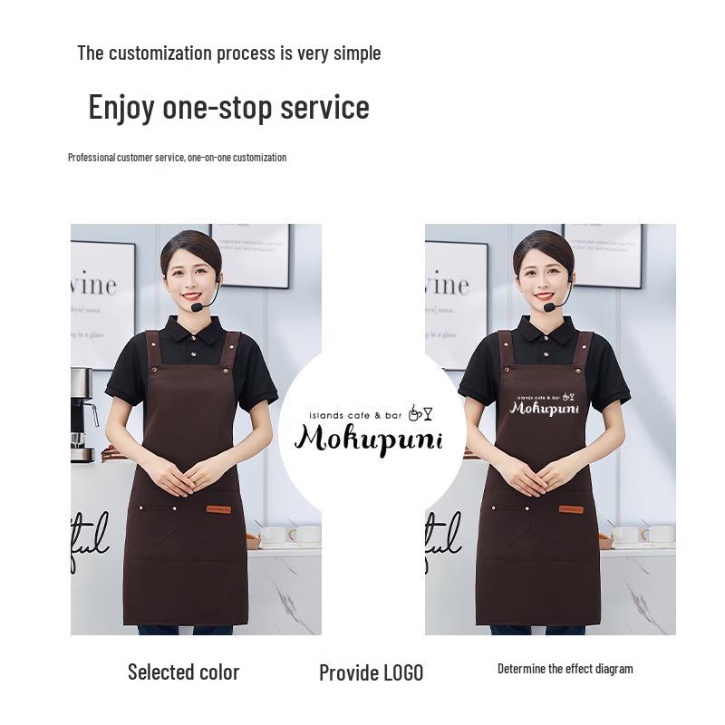 Custom Logo Waterproof Apron for Kitchen, Catering, and Coffee Shop Waitstaff