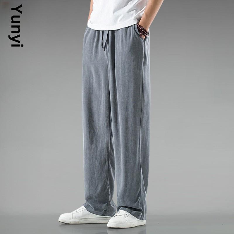 Men's Retro Style Loose Linen Pants - Breathable, Large Size, Straight Leg, Cotton Hanfu Trousers