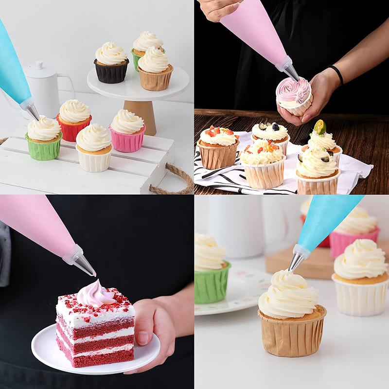 8Pcs/Set Silicone DIY Cake Decorating Tips Set Icing Piping Cream Pastry Bag + 6 Stainless Steel Nozzle Set Kitchen Accessories