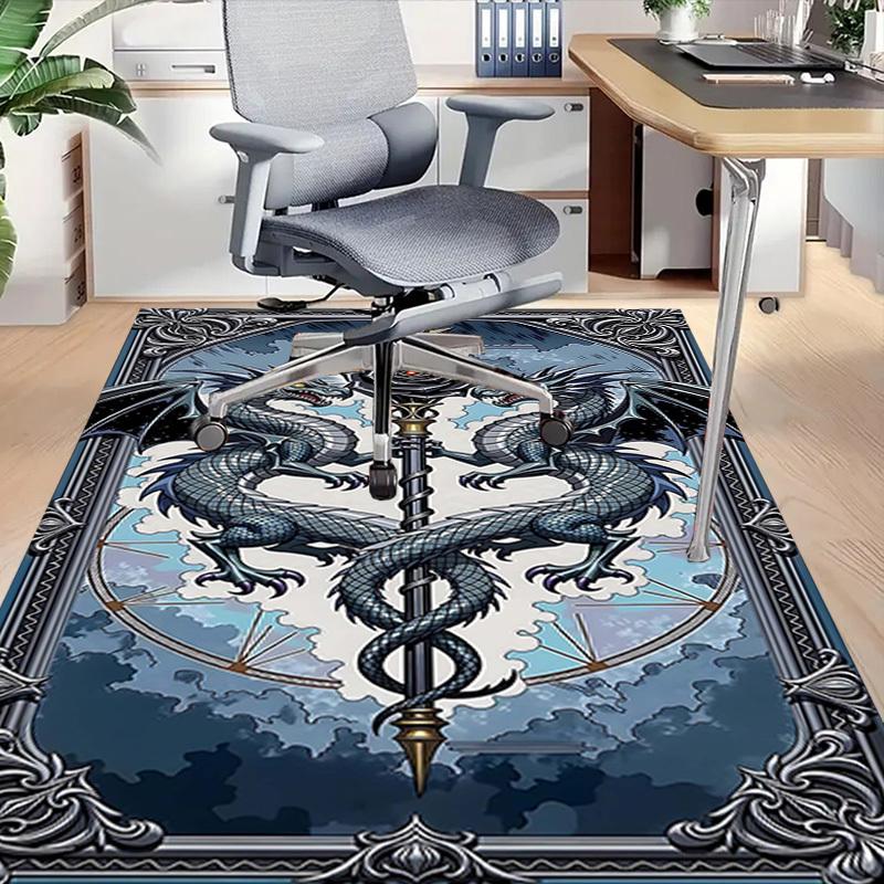1PC Dragon Rose Anti-slip carpet, suitable for Office, bedroomand playrooms. It can also be used as a sofa footrest cover-R55