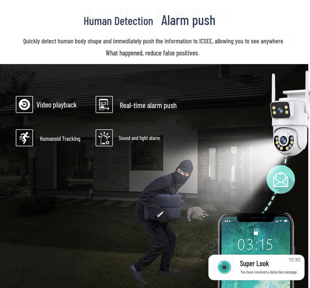 WiFi Outdoor Surveillance Camera with Night Vision and HD Binocular Smart Monitor