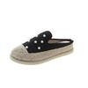Straw Fisherman Half Slippers Women Wear Without Heel New Fashion Rhinestone Lace Bag Head Half Slippers Women