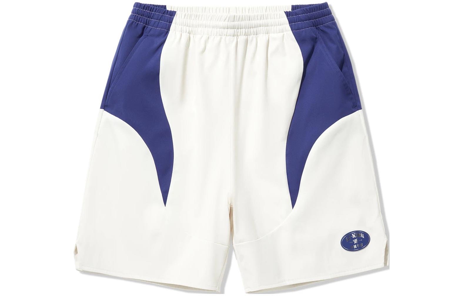 Li Ning Sports Shorts Men s Ecru Shadow Purple Blue AKSU165-2 M