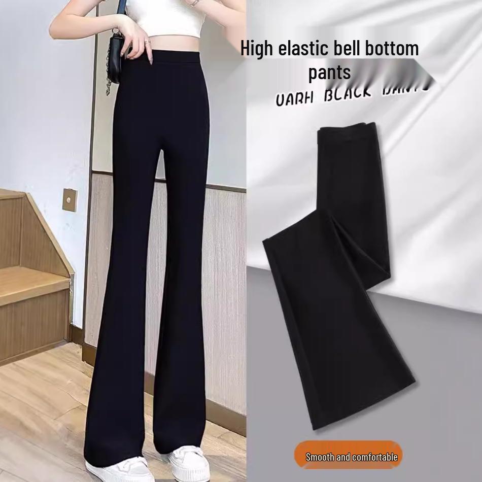 

Spring & Autumn 2024 Women s High Waist Black Slim Flared Pants with Elastic Fit Triple Extra Large