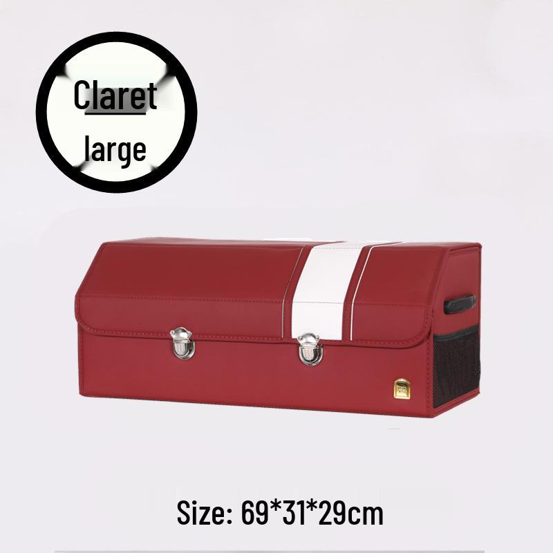 Leather Car Trunk Organizer: Foldable Interior Storage Box and Decorative Accessory.