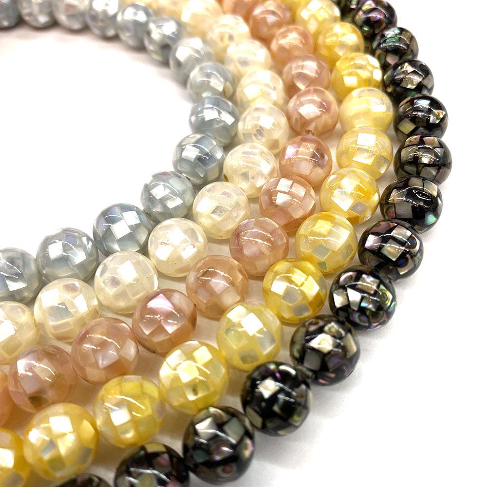 High-Luster Round Sea Shell Beads 8-14mm for DIY Jewelry Necklace Making