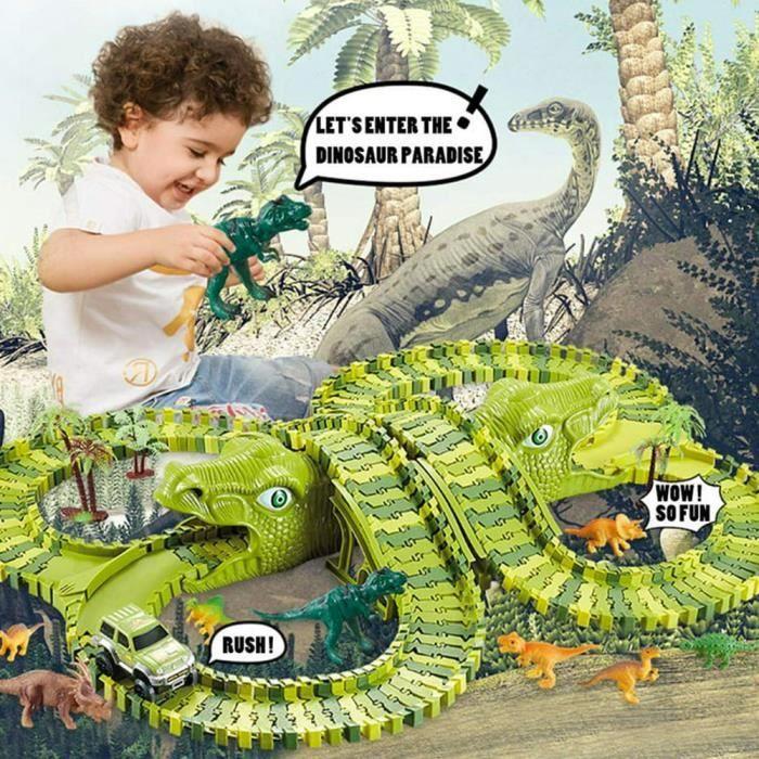 Stavebnice DINOTRACKS - Modulární autodráha s dinosaury - 240 dílů