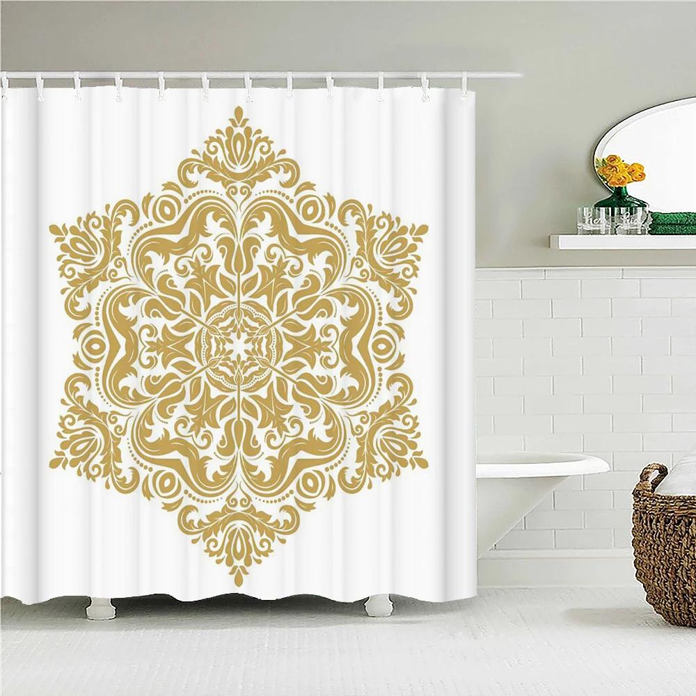 3D Print Bathroom Curtains Indian Mandala Shower Curtains With 12 Hooks Home Decoration Waterproof Fabric Bohemia Bath Screen