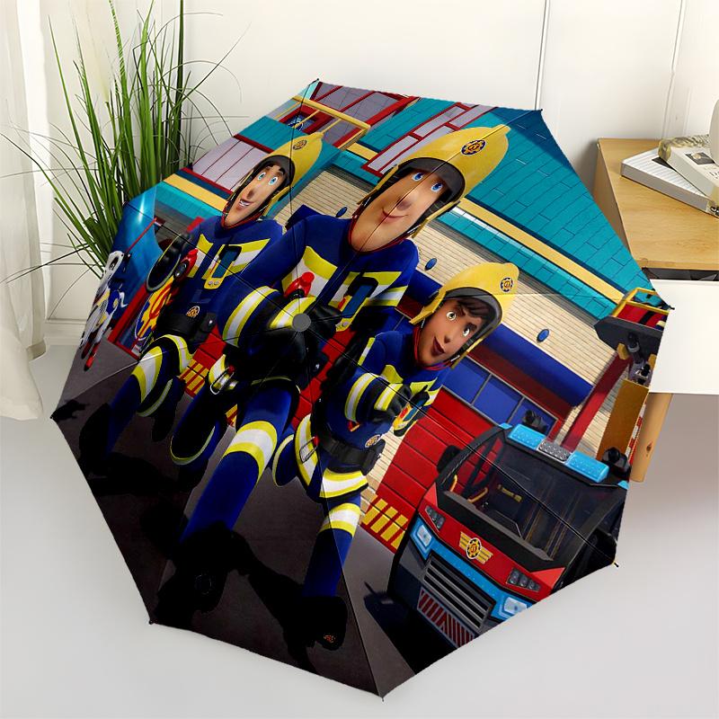 

Fireman Fire trucks Themed Travel Umbrella-8 Ribs Automatic Opening and Closing, Portable Folding Design, Compact and Stylish Umbrella Suita