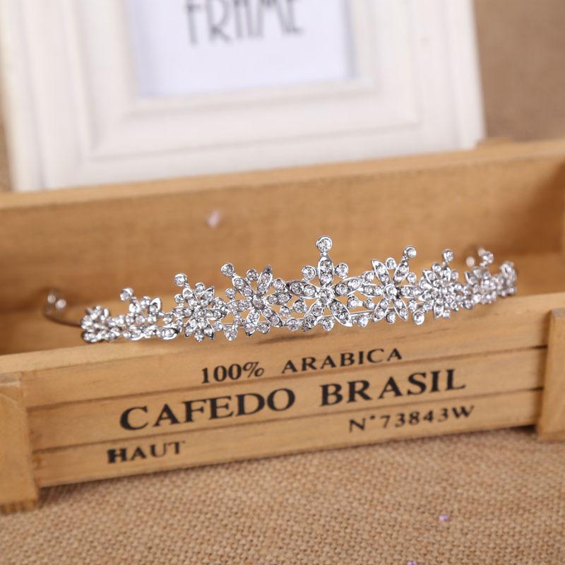 Baroque Rose Gold Silver Color Crystal Sparkling Bridal Tiara Crown Women Hair Ornaments Wedding Bride Hair Jewelry Accessories
