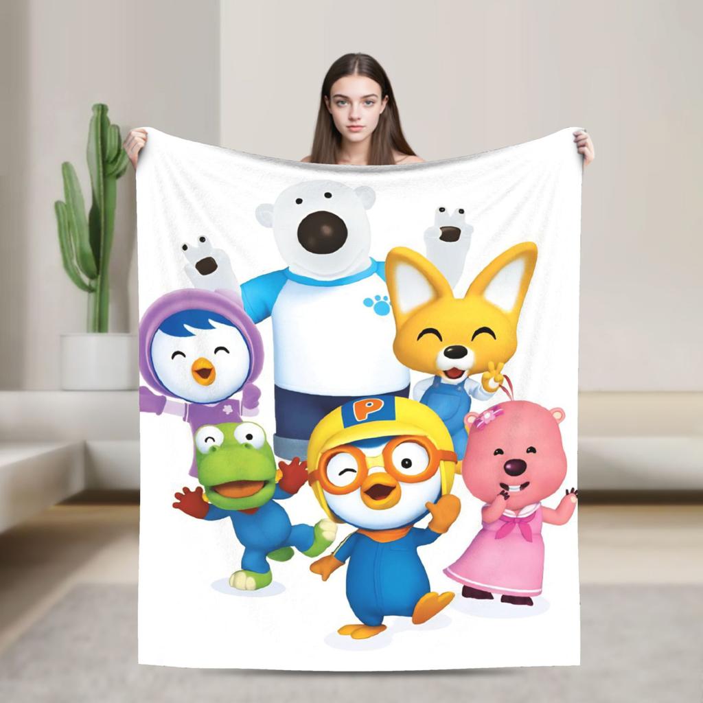 Loopy Pettys Crongs Eddys Pobys Cartoon Fuzzy blanket Pororos Throw blanket for Sofa Bedding Lounge 200x150cm Bedspreads