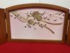 [USED] 24.5cm tall R-shaped three-fold folding screen with ball and cherry blossom pattern