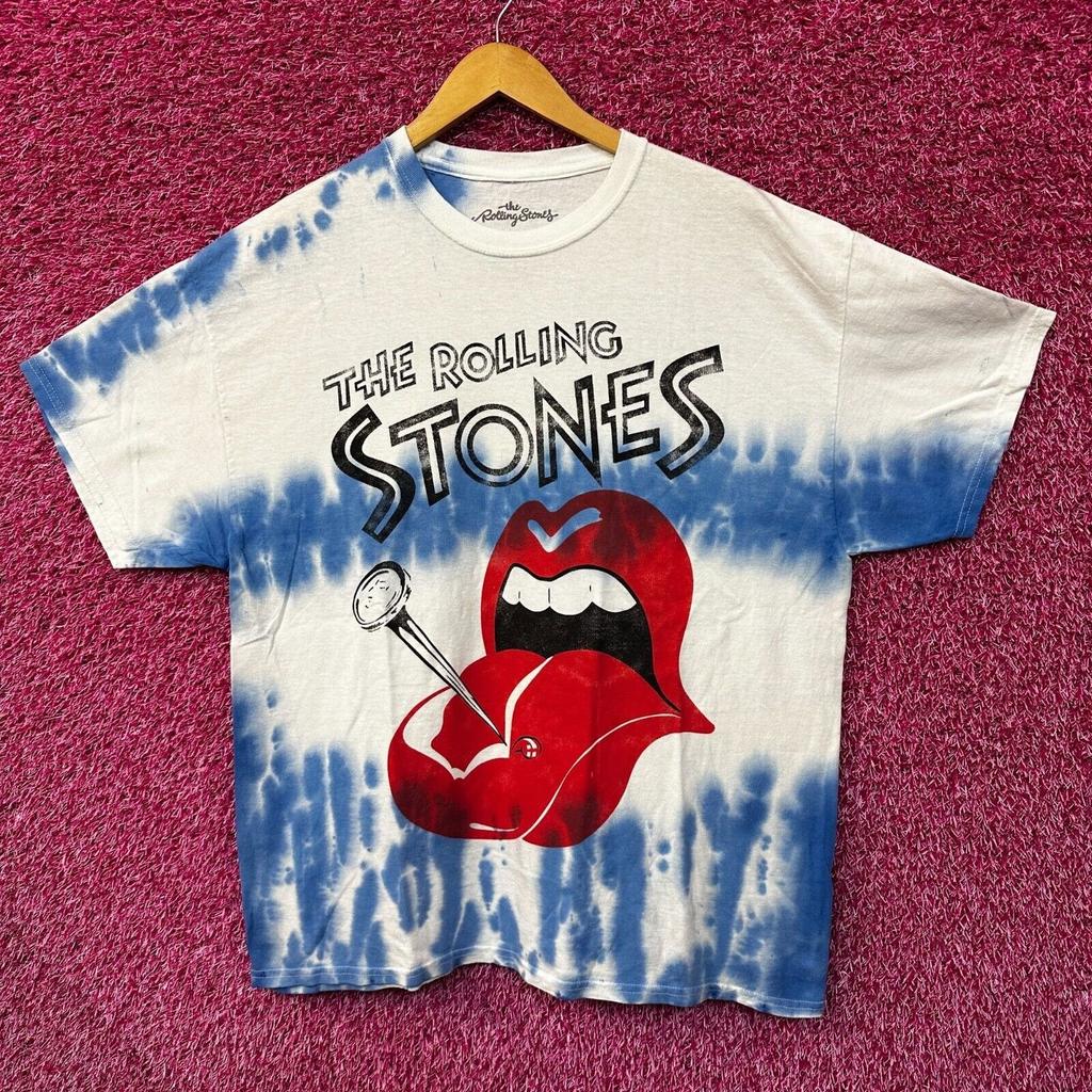The Rolling Stones Hot Lips Tie Dye Blue Oversized T-Shirt