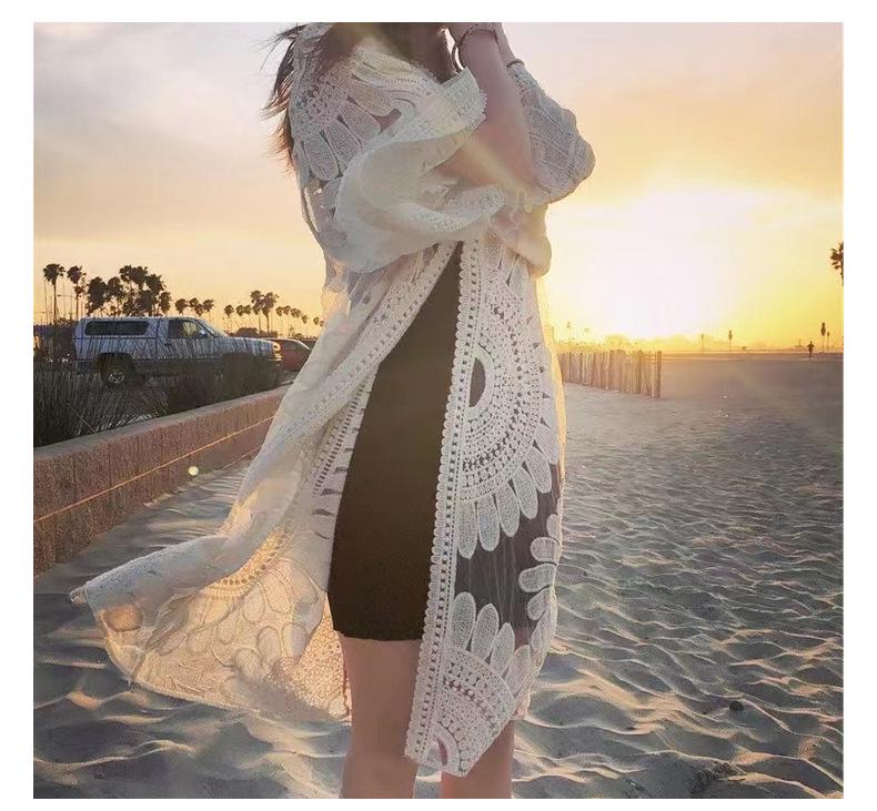 Plus Size Lace Cardigan Bikini Cover-Up - Extra Long, Lightweight Mesh