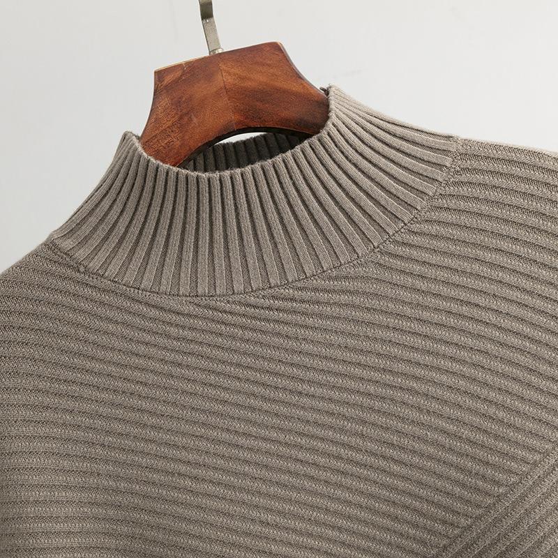 New Autumn and Winter Retro Loose Solid Color Pullover Sweater for Women Half Turtleneck Sweater Bottoming Shirt