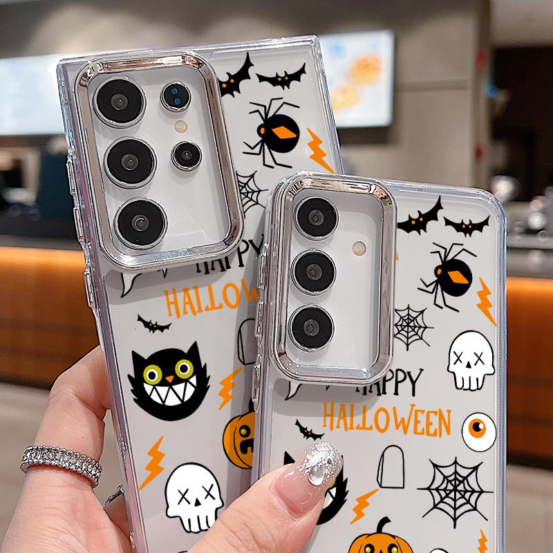 Halloween Ghost Pumpkin Case For Samsung Galaxy S26 S25 Ultra S24 S23 S22 Plus S21 A16 A17 A26 A36 A37 A54 A55 A56 A57 5G Clear Soft Cover
