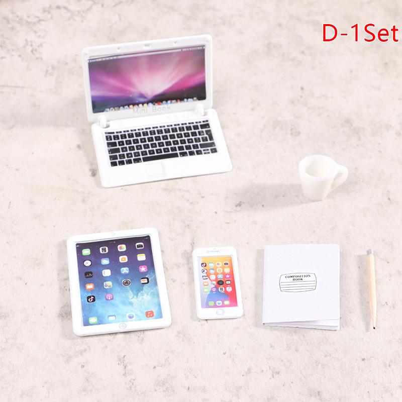 

6/7 шт./набор 1:12 Кукольный домик Миниатюрный ноутбук Телефон Планшет Настольная лампа Карандаш Книга Чашка Модель Кукольный домик Обучение Дьюк Сцена Декор