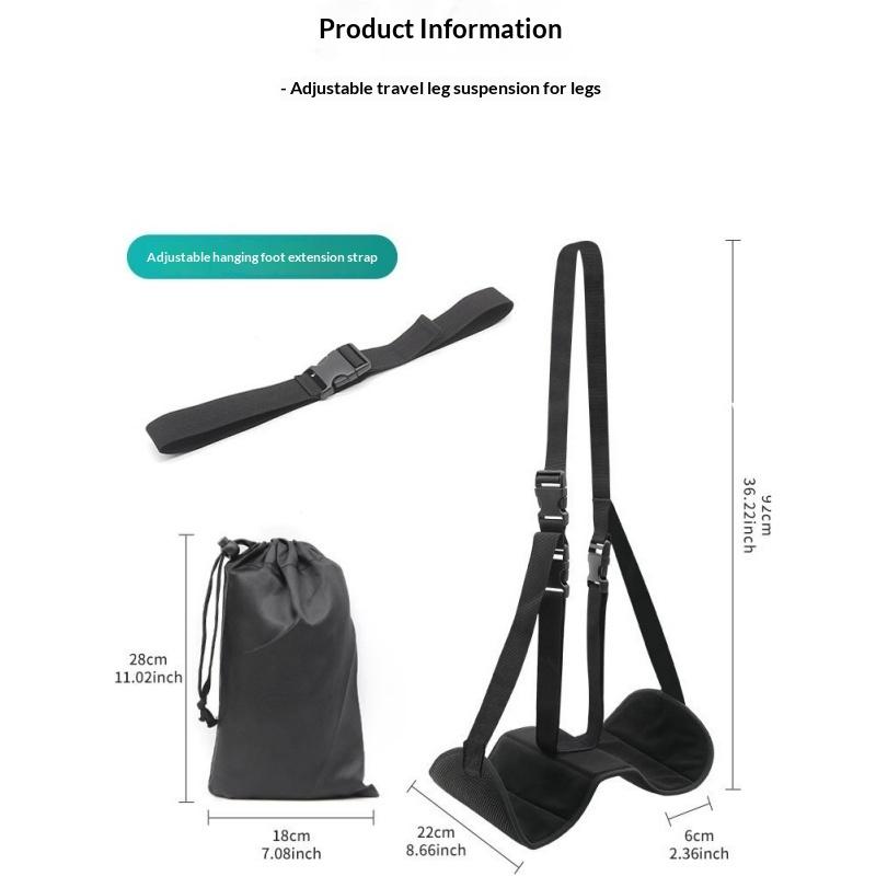 Airplane Footrest Adjustable Strap Portable Hammock Leg Rest Non-slip Soft Pad for Travel Long Flight Car Office Napping