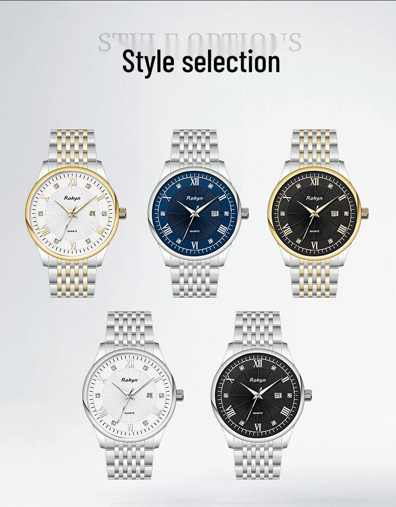 Ultra-Thin Men's Stainless Steel Waterproof Quartz Watch with Luminous Calendar