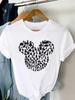 2025 Summer New Fashionable Cute Women Plus Size Retro Mickey Minnie Printed Tshirt Loose Casual Versatile Tshirt Top