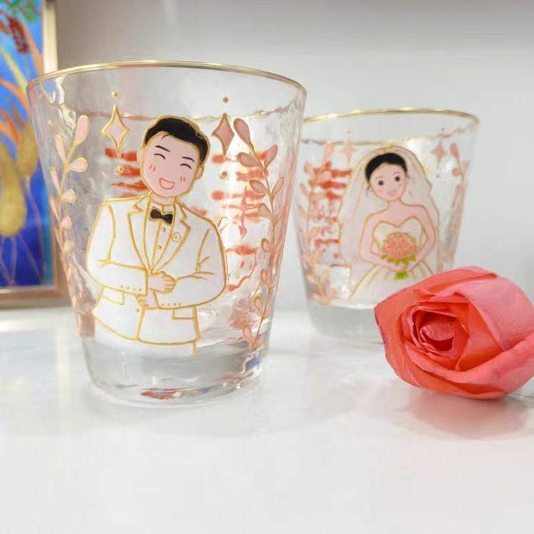 Rainbow Sheen Hand-Painted Glass Cup - Bling Design for Summer
